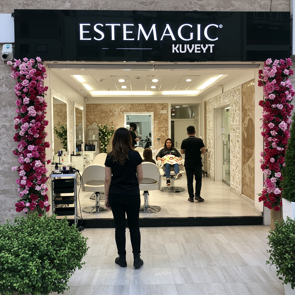 Modern bir estetik kliniği ve gülümseyen hasta